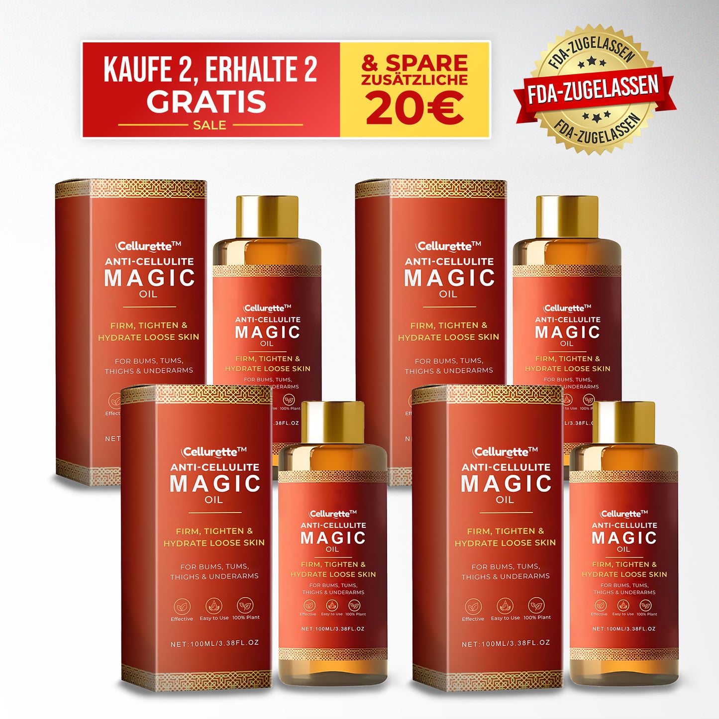 Kaufen Sie 2 und erhalten Sie 2 Anti-Cellulite-Zauberöl 100 ml